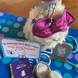 American Girl Coconut Dog W  Collar  Leash Frame Dog Certificate  & Accessories